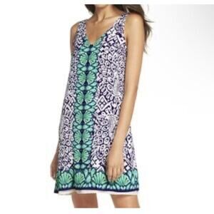 Lilly Pulitzer Women’s Navy V-Neck Florin Sleeveless Shift Tank Dress Sz Small